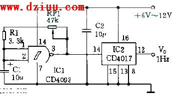 [图]简易的秒脉冲发生器电路图