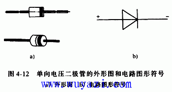 图4-13是双向电压开关二极管的外形图和电路图形符号.