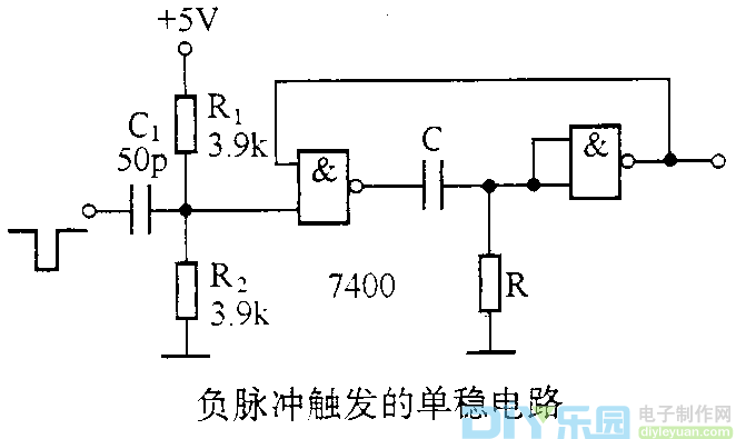 负脉冲触发的单稳态电路