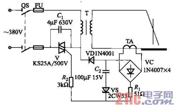 晶闸管式交流弧焊机空载自停电路之一