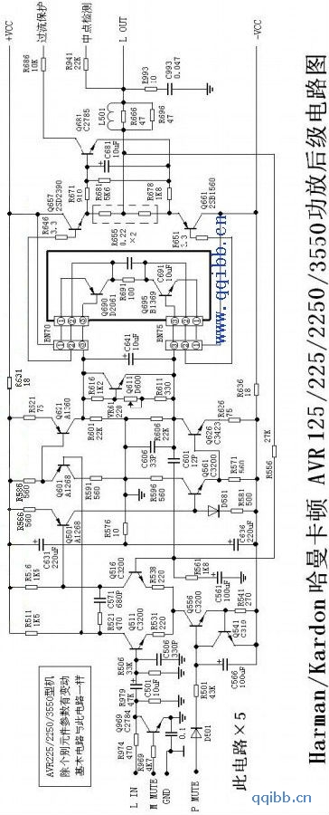 哈曼卡顿avr12522522503550功放后级电路图