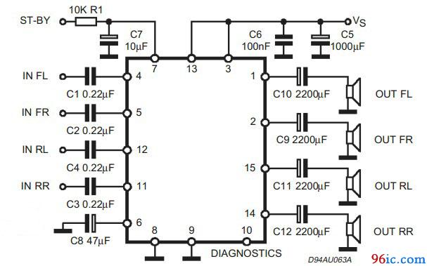 tda7377单电源供电功放电路图