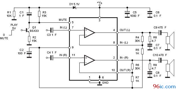 btl输出方式应用制作电路图:据官方资料介绍,tda7265当电源为±16在vb