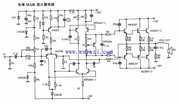 先锋功放m22k放大器电路图