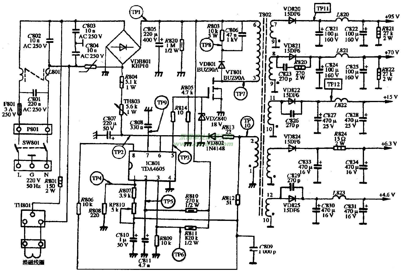 电路图技术资 vga v-1412显示电源电路图 vga