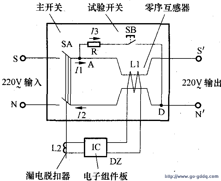 家用漏电断路器电路图