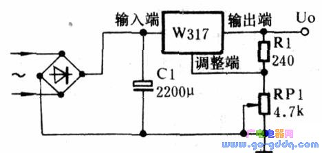 w317可调输出稳压器的基本应用电路