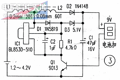 bl8530升压电源变换的应用电路图---万用表电源bl8530 boost conerter