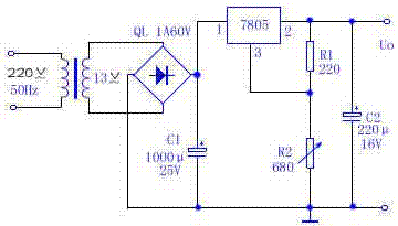 固定式三端集成稳压电路制作连续可调直流稳压电路