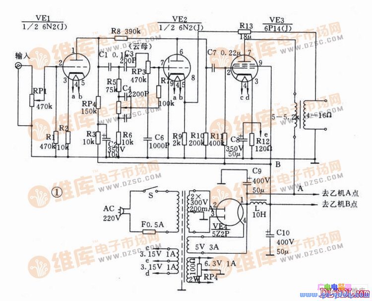 用6p14做的书房用功放电路-唯样电子商城