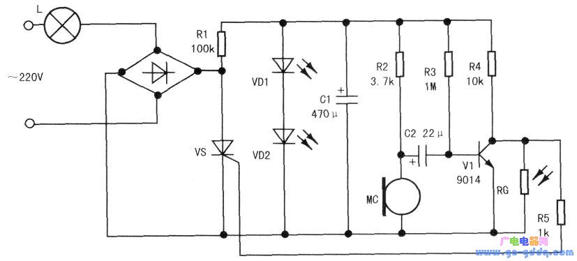 简易声光控制延时开关电路制作