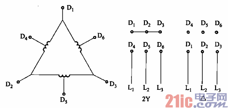 双速电动机定子绕组2y-△接法