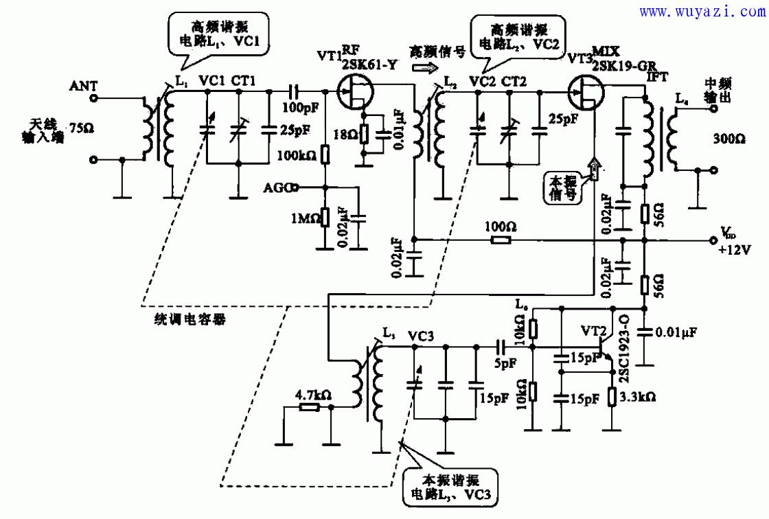 fm收音机电路的调谐电路图