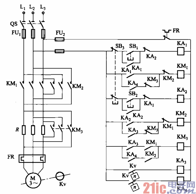 正反转运转反接制动电路之三