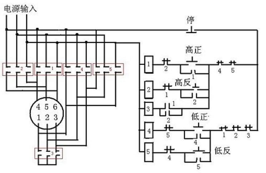 双速电机正反转接线图