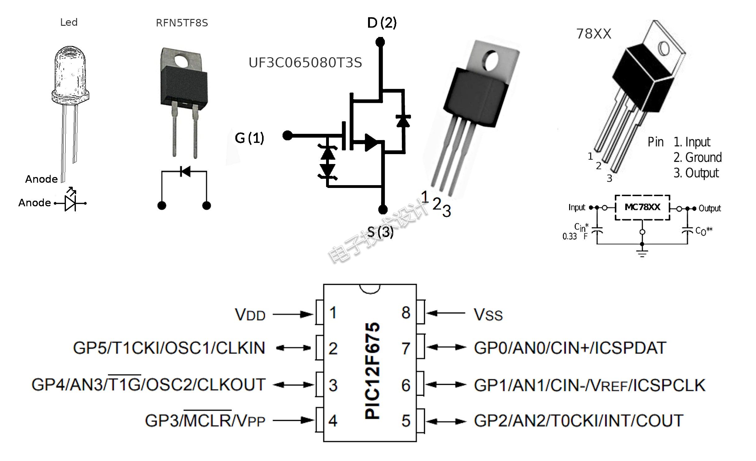 rfn5tf8s q1:mosfet sic uf3c065080t3s q2:mosfet irl540(非irf540)