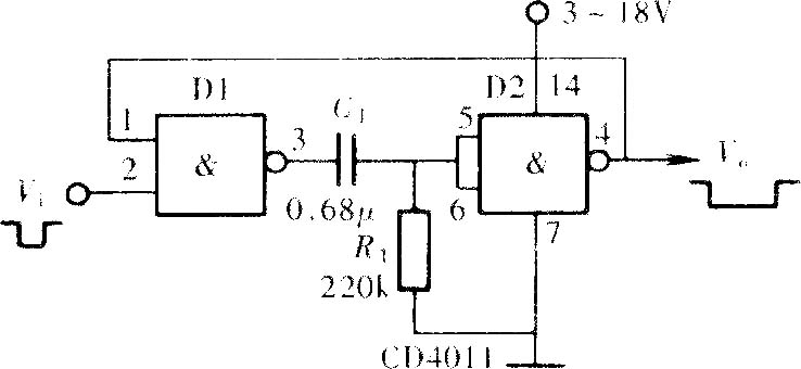 与非门或者或非门都可以组成单稳态触发器,这种单稳态触发器在电路中