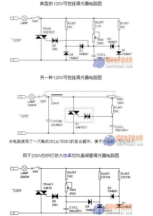 常用可控硅調速調光電路圖