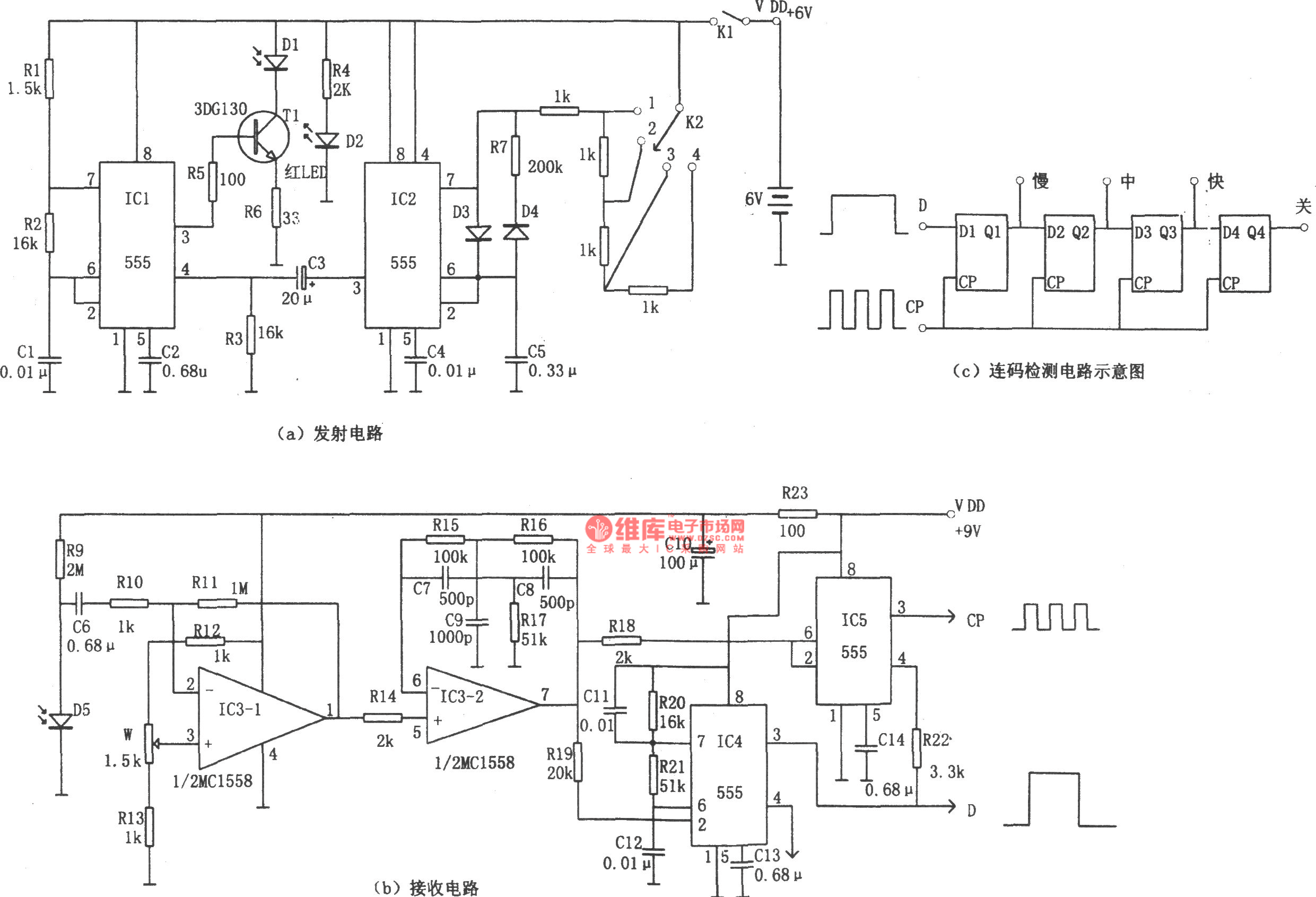 如圖所示為多功能紅外遙控電路.