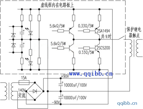 hentr牌定壓功放無輸出特殊故障維修電路圖