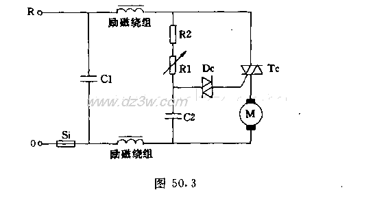 採用雙向觸發管的串勵電動機凋速電路