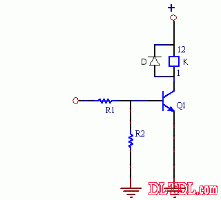 當按下按鈕開關時,繼電器線圈k得電,繼電器觸點3,6接通替代按鈕s,鬆開