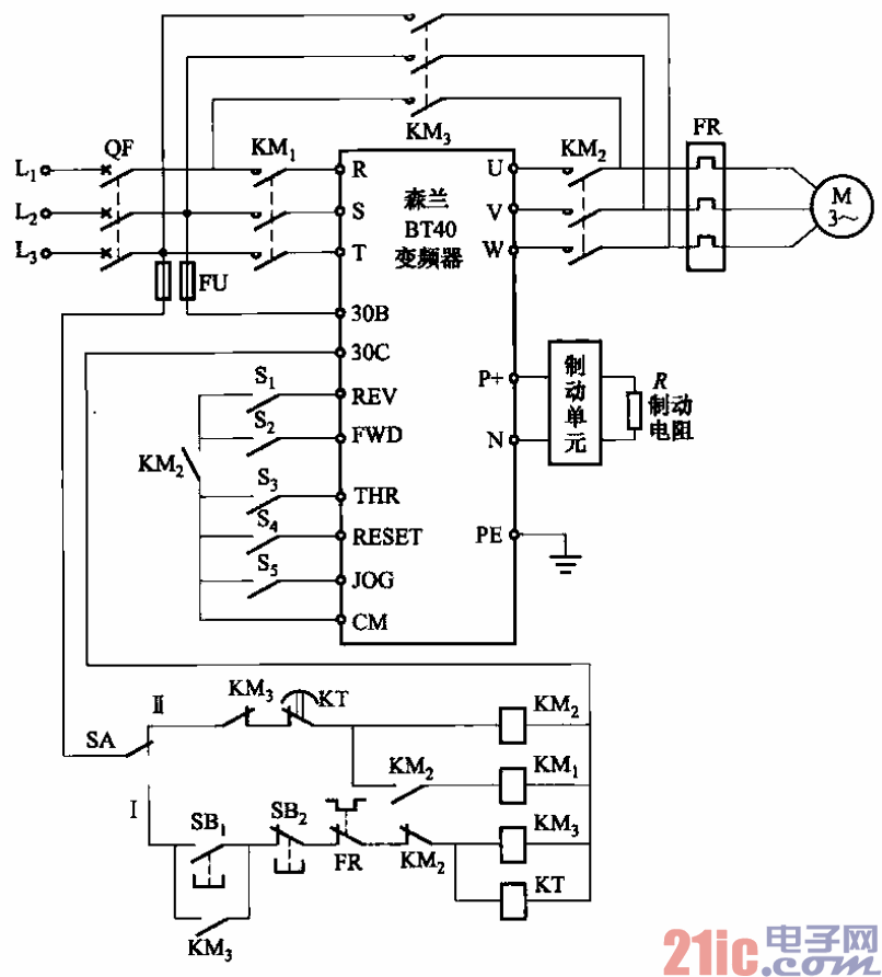 电动机变频器工频-变频切换电路