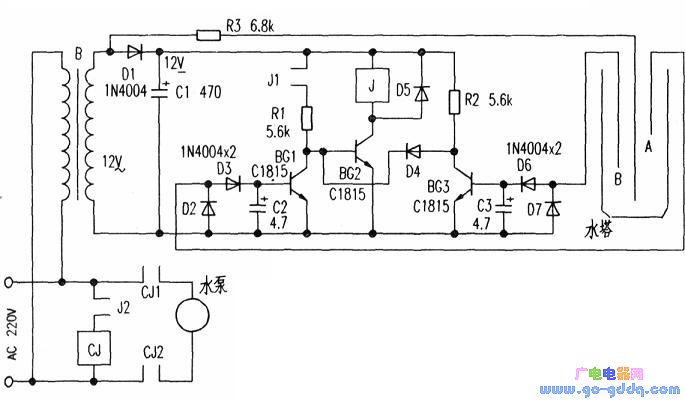 水塔水位自動控制電路