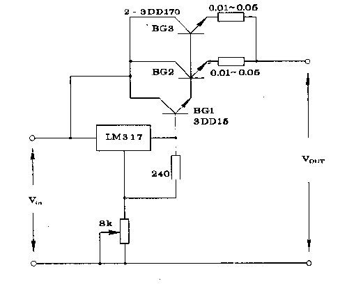 三端穩壓器擴流電路