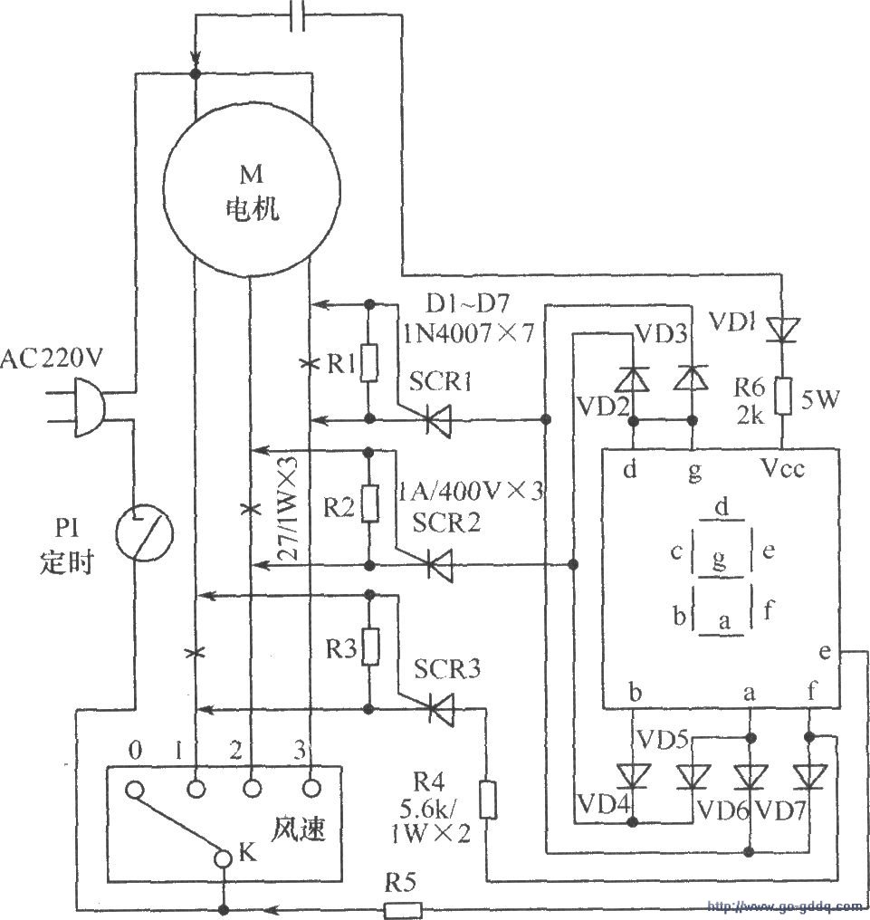 具有顯示功能電風扇的電路