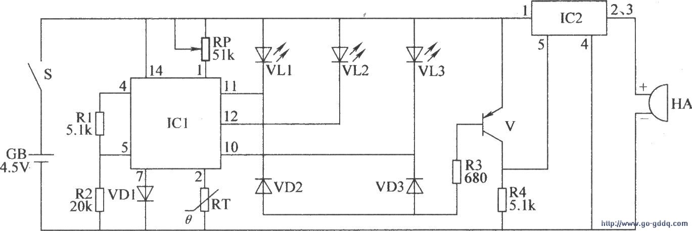 溫度監測報警器電路