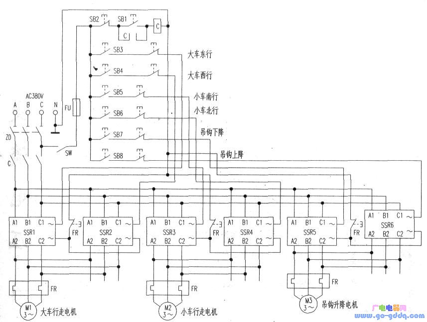 簡單易制的橋式吊車控制電路