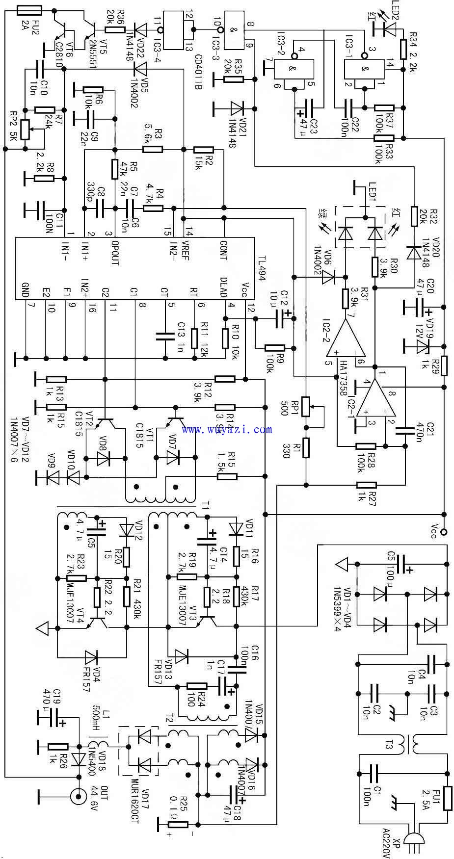 tl494图腾驱动电路图图片