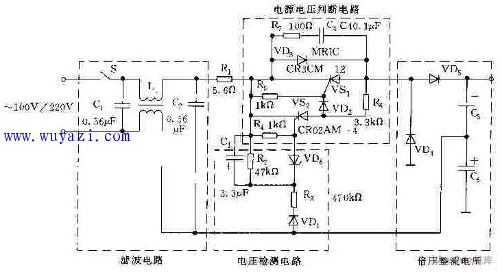 110v 220v交流电压自动切换电路图 唯样电子商城