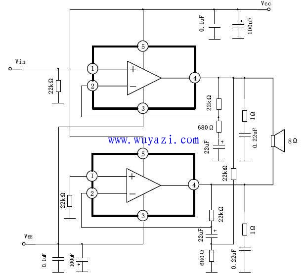 用tda2030ane5532運放製作的功放電路圖