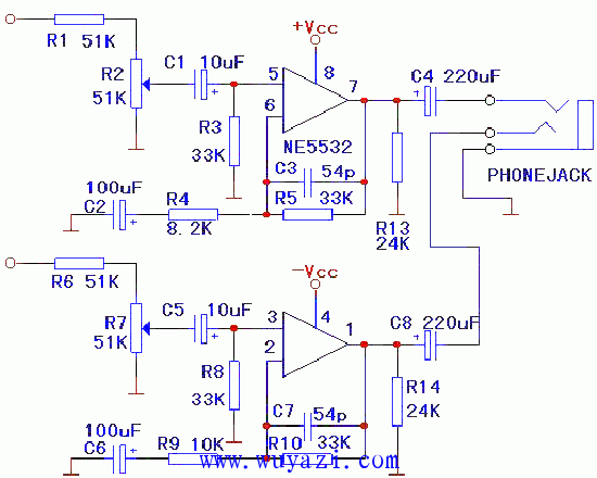 e5532一般用作前置放大,性能甚佳.现在用作小功率功放,效果究竟如何?