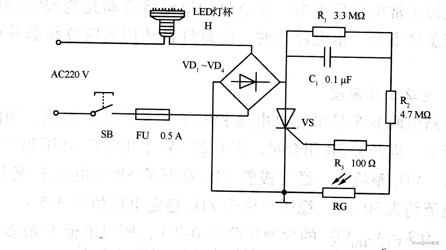 led光控自動照明燈電路圖電源電路