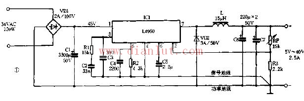 L4960 схема блока питания с линейной регулировкой