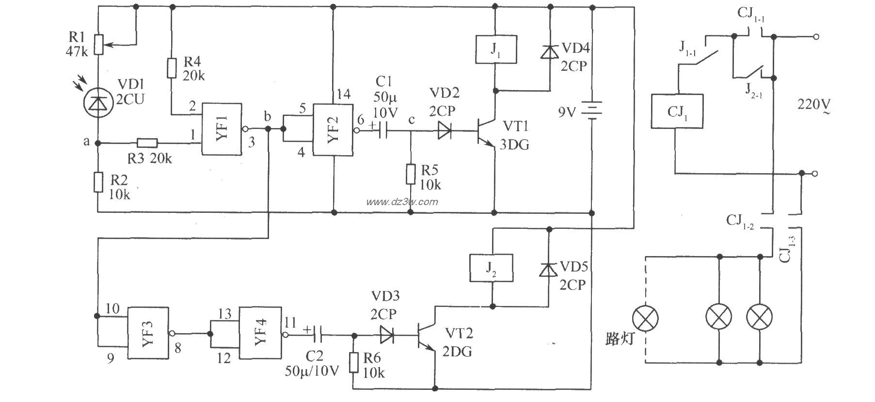 光控节能路灯电路工作原 光控节能路灯电路工作原,光控节能路灯电路