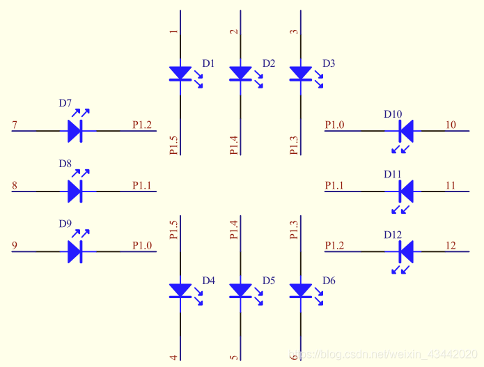 图1-2-6 发光二级管电路